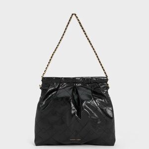 Charles Keith Duo Double Chain Hobo Bag - Black
